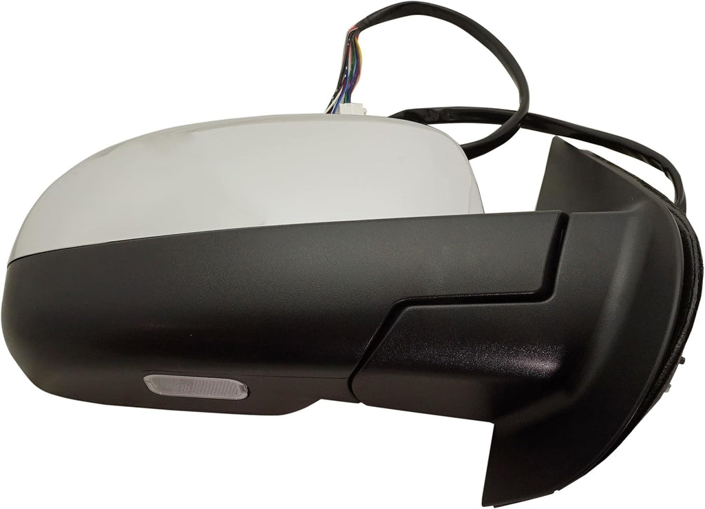 Kool Vue Left & Right Power Heated Mirrors for Chevrolet Tahoe Suburban 1500 GMC Yukon 2007-2014 Power Fold With Signal Light, Blind Spot Monitor, Memory & Puddle Lamp; Without Auto-Dimming Chrome