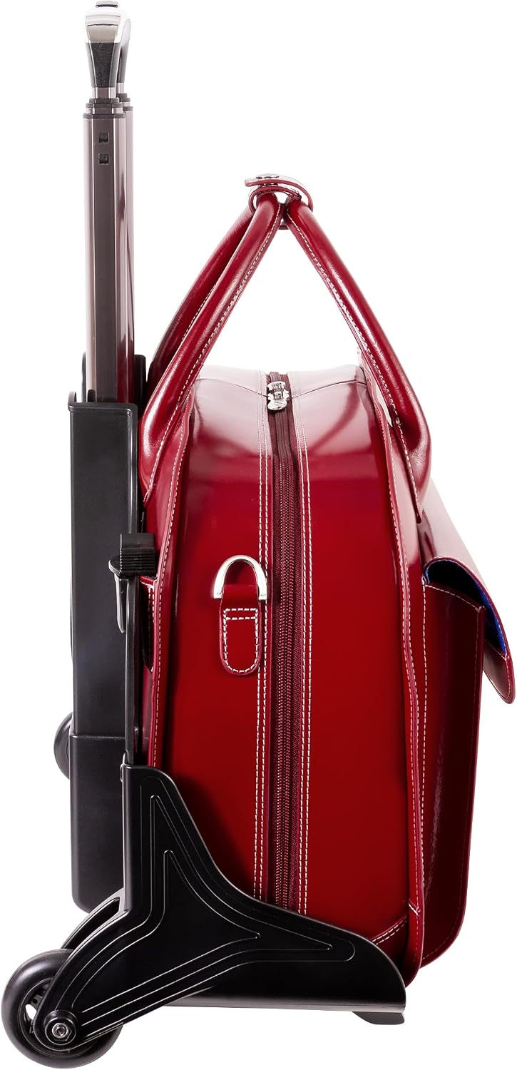 McKlein GLEN ELLYN15' Leather Detachable -Wheeled Ladies' Laptop/Computer & Tablet Business Briefcase Bag/Women's Rolling Overnight Travel Bag, Removable trolley case