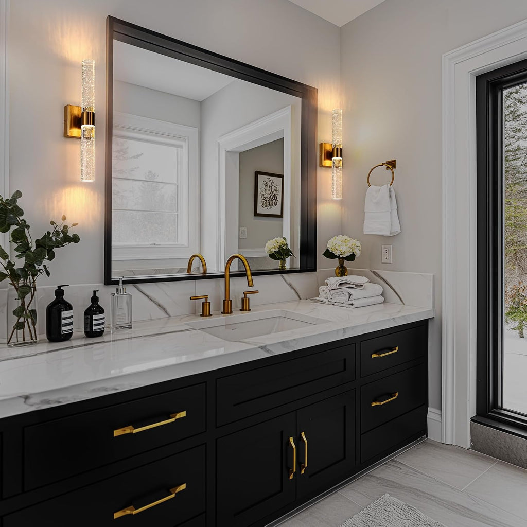 DORESshop Modern Wall Sconces Set of Two, 3CCT Crystal Bathroom Sconces Wall Light, Gold Vanity Light Fixture, Sconce Wall Decor Set of 2, Wall Lights for Bedroom, Living Room, Hallway 18in