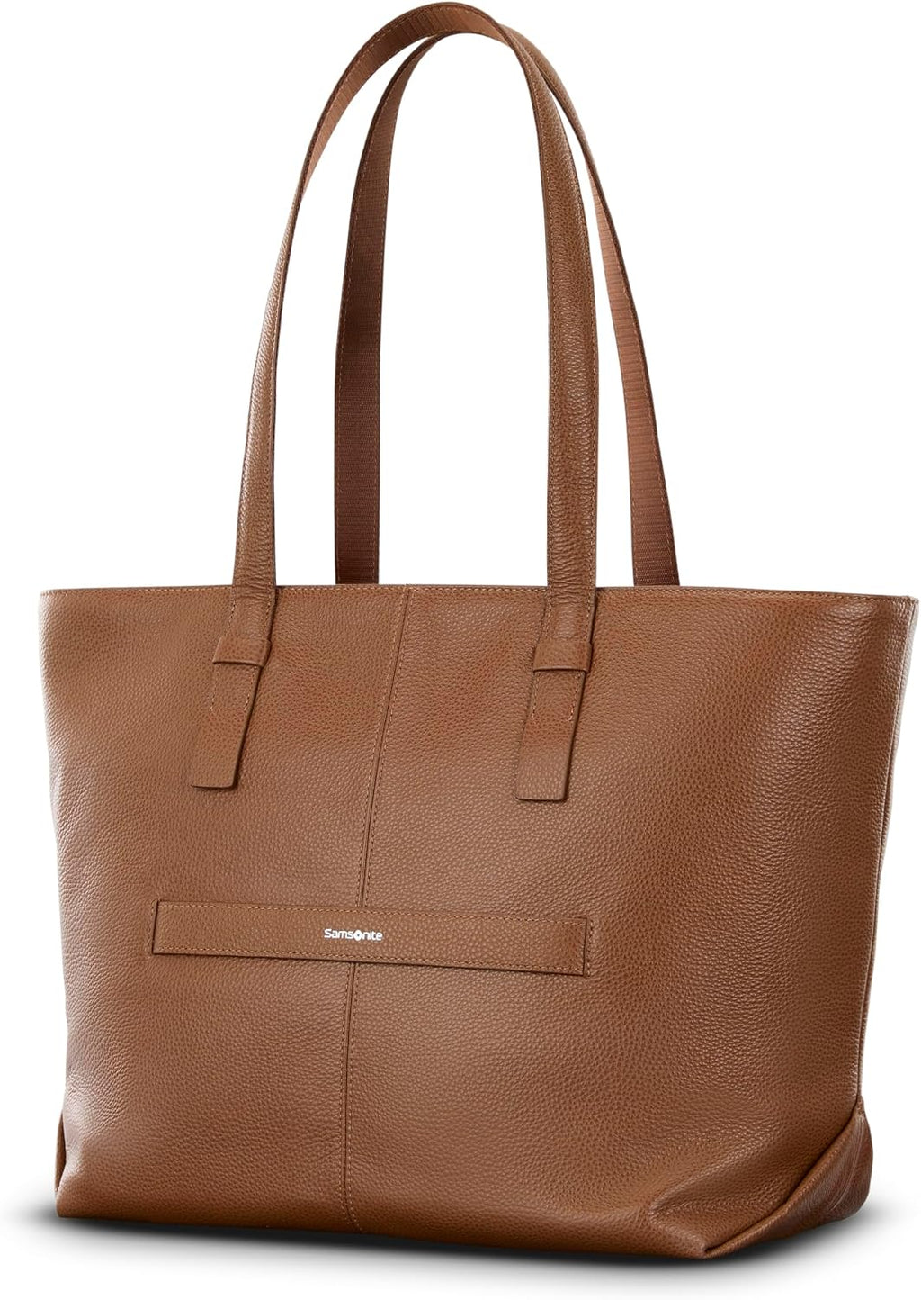 Samsonite Mobile Solutions 2 Leather Tote, Stylish Women's Laptop and Work Bag with StackIt Strap, Padded Laptop Sleeve, Interior Organizer & Protective Feet, Soft Pebbled Leather