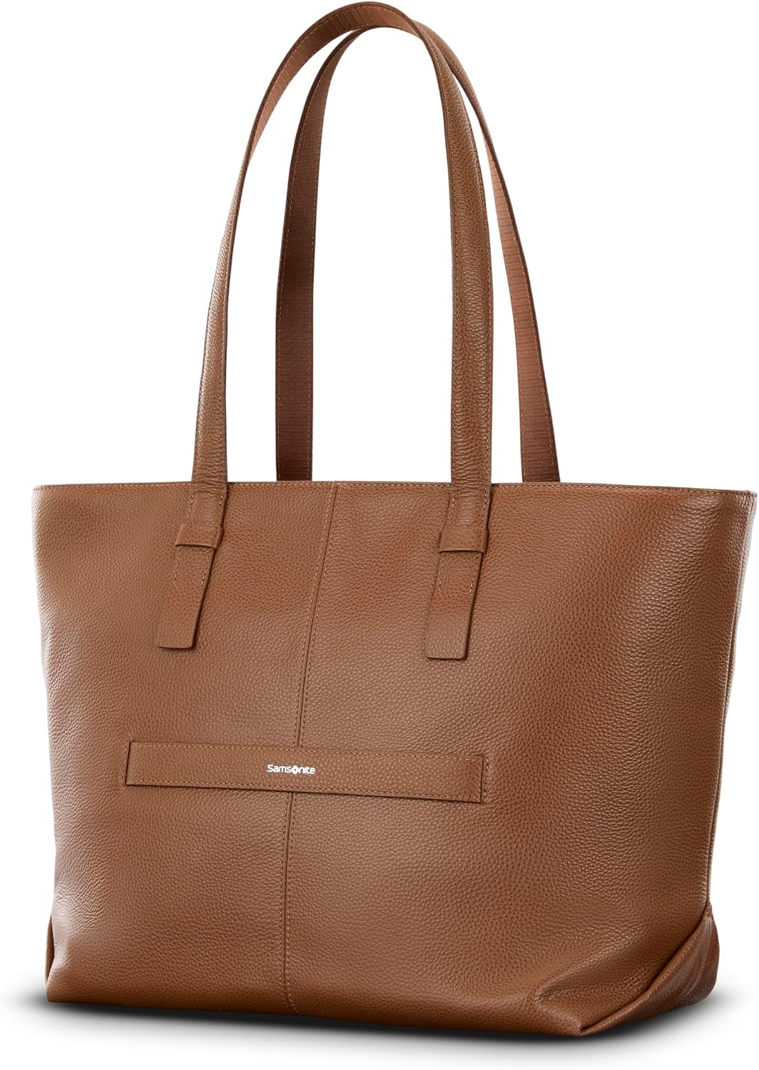 Samsonite Mobile Solutions 2 Leather Tote, Stylish Women's Laptop and Work Bag with StackIt Strap, Padded Laptop Sleeve, Interior Organizer & Protective Feet, Soft Pebbled Leather