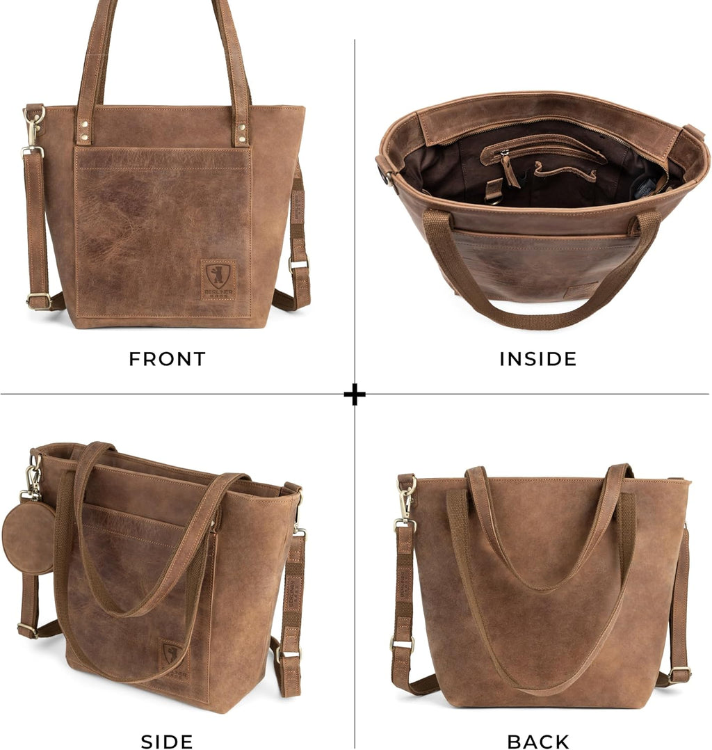 BERLINER BAGS Vintage Genuine Leather Tote Bag Verona, Handbag, Large Shopper, Work Bag for Women