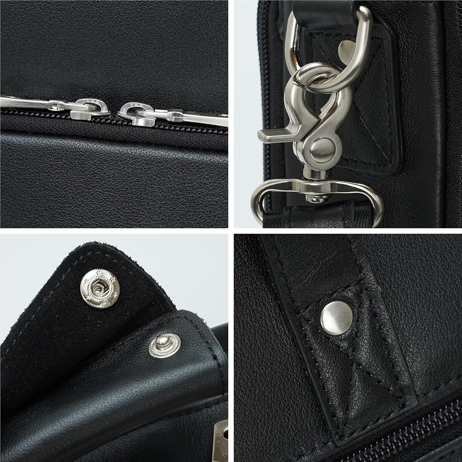 Masa Kawa Leather Briefcase for Men 17/15.6' Laptop Crossbody Shoulder Messenger Bag Business Travel Work Attache Case