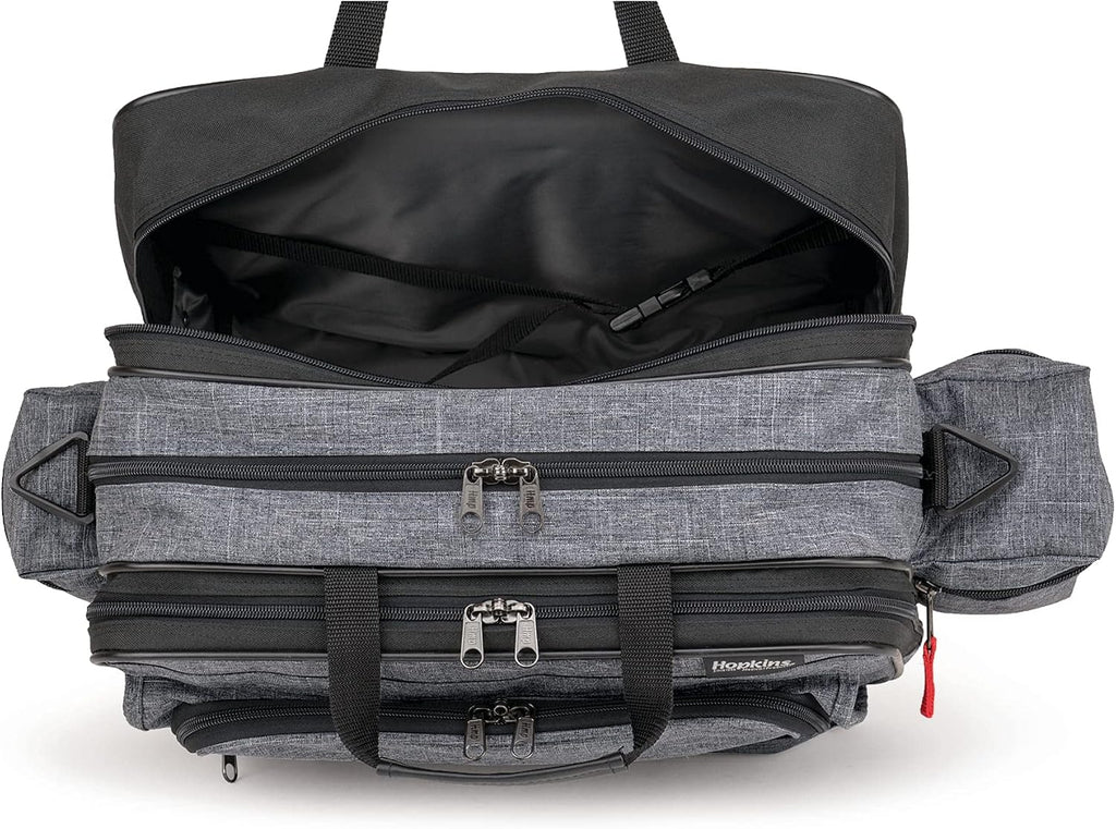 Hopkins Medical Products Travel Safe Rolling Travel Bag, Laptop Sleeve, Lockable File Pocket, Waterproof, Extra-Wide Wheels, Adjustable Strap, EZ-View Pockets, Heather Gray, 16 Inches x 13 Inches x 9