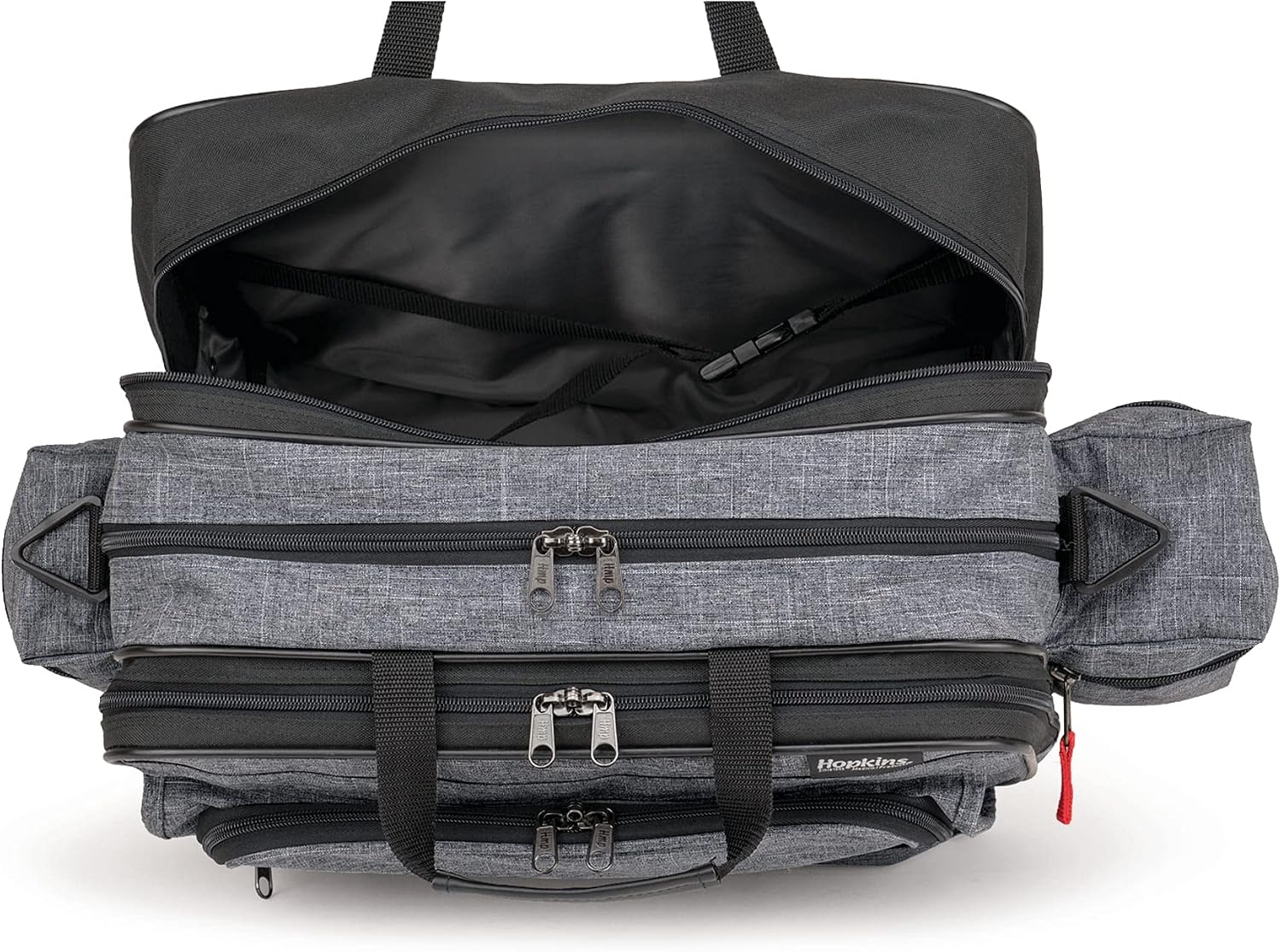 Hopkins Medical Products Travel Safe Rolling Travel Bag, Laptop Sleeve, Lockable File Pocket, Waterproof, Extra-Wide Wheels, Adjustable Strap, EZ-View Pockets, Heather Gray, 16 Inches x 13 Inches x 9