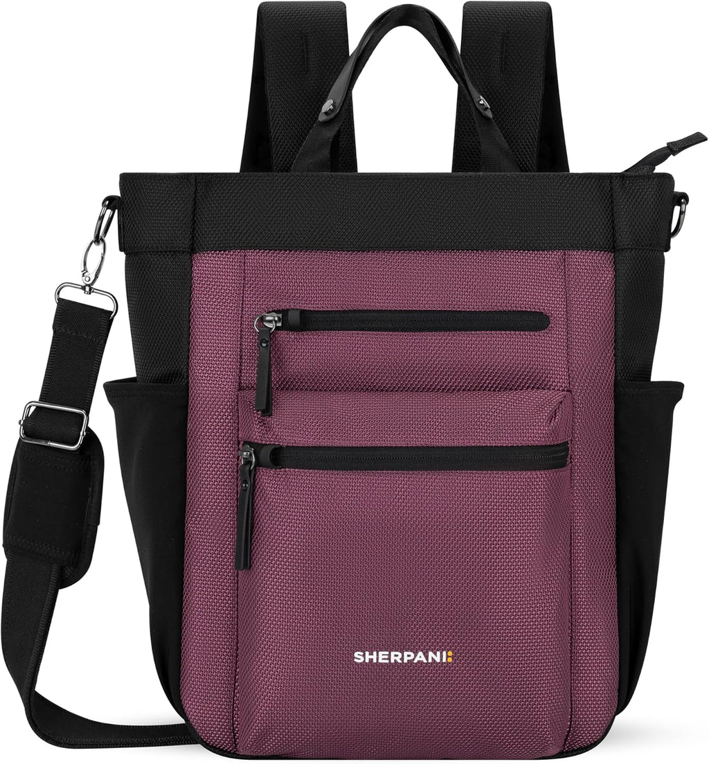 Sherpani Soleil, Anti Theft Convertible Backpack, 3 in 1 Tote, Crossbody Purse, 18L Travel Bag, RFID Protection, Fits 13' Laptop (Smoky Orchid)