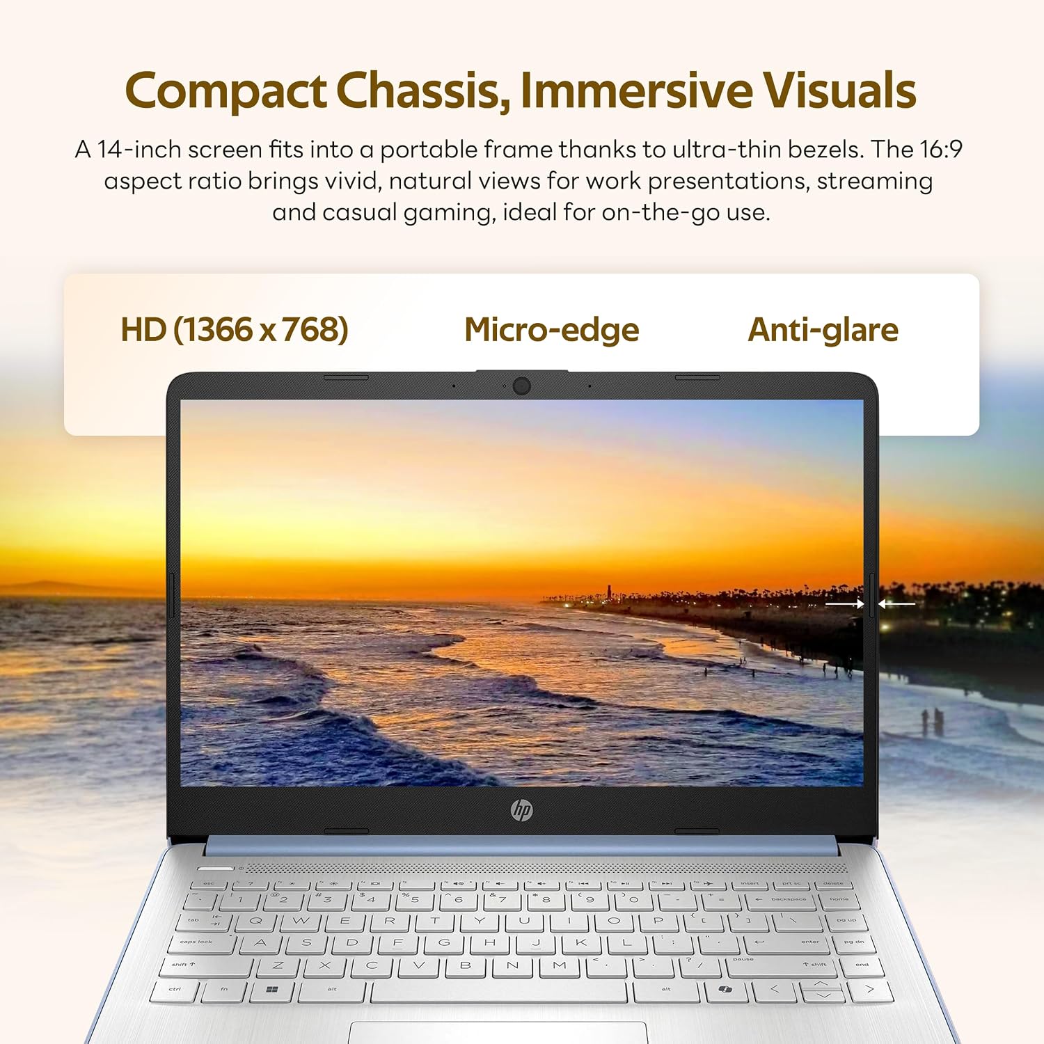 HP Flagship 14' HD Student&Business Laptop with AI Copilot, 13th Gen Intel 4-Core, 16GB RAM, 256GB Storage (128GB UFS + 128GB Docking Station), 1 Year Office 365, 720p Webcam, Win 11, Sky Blue