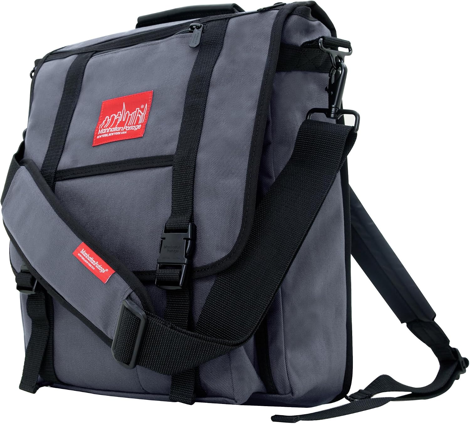 Manhattan Portage Commuter Laptop Bag Stylish Messenger Bag for Men & Women Durable Cordura Fits Up to 17' Laptop Ideal for Work College Travel (Grey)
