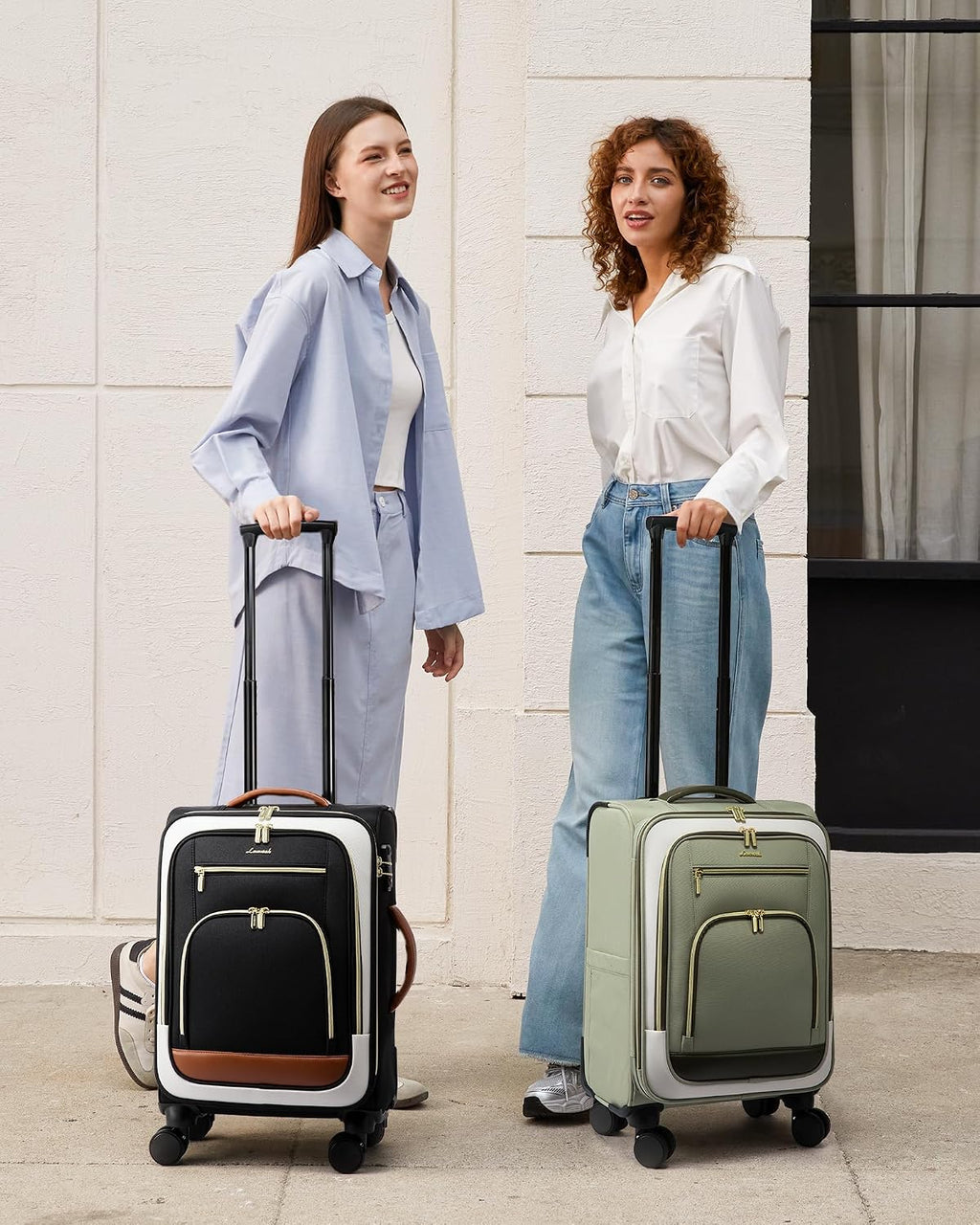 LOVEVOOK Carry on Luggage 22x14x9 Airline Approved with Garment Folder & Spinner Wheels, 22 Inch Large Rolling Carry-on Suitcase, Softside Lightweight Underseat Luggage for Women Travel Overnight, 49L