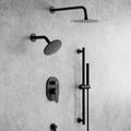 Wall Mount 10' High-Pressure Rainfall Shower Faucet with Slide Bar, Dual Rainfall Shower Head System with Valve (Matte Black)
