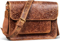 Messenger Bag 14 Inch Vintage Genuine Leather Briefcase Large Leather Computer Laptop Bag Satchel, Brown