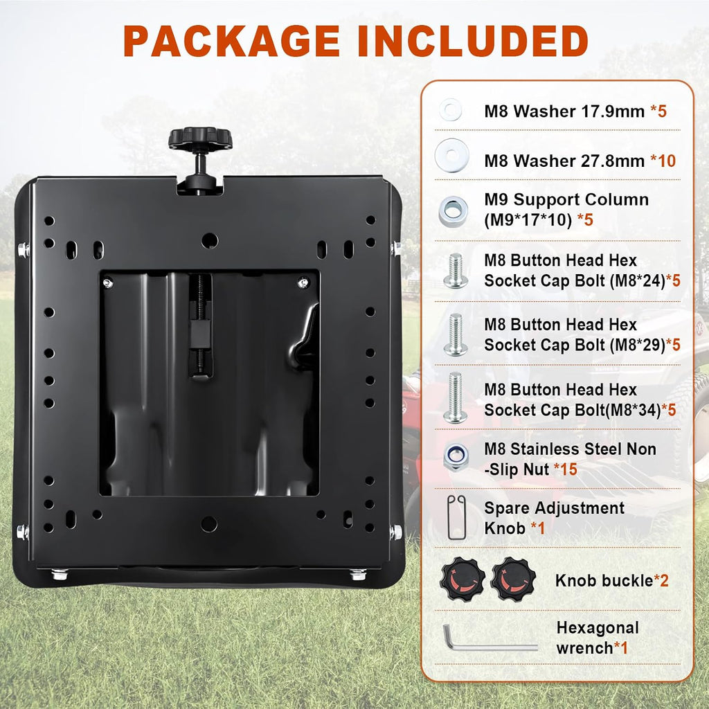 Seat Suspension Kit Without Seat Slider Track for Zero Turn Lawn Mower Tractor Forklift,Compatible with Most Aftermarket Seats,Universal Seat Suspension Kit,Max Weight Capacity 290LB