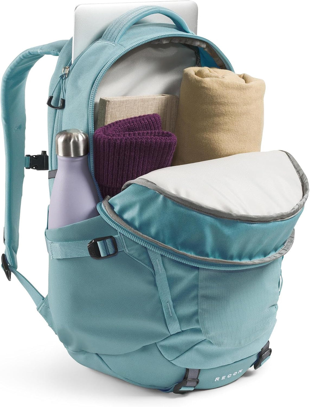 The North Face Women's Recon Everyday Laptop Backpack - Commuter Travel Bag, 18' Laptop Sleeve, Water-Repellent, Blue Eclipse Light Heather/Blue Eclipse, One Size