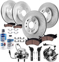Detroit Axle - RWD Front Brake Kit for Silverado Sierra Yukon XL 1500 GMC Chevy Cadillac Escalade ESV, Outer Tie Rods Wheel Bearing Hubs Front and Rear Disc Brake Rotors Ceramic Brake Pads Replacement