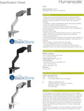 Humanscale M10 Adjustable Heavy Duty Monitor Arm with Angled/Dynamic Links - Two Piece Clamp Mount - Black M10CMBBTB