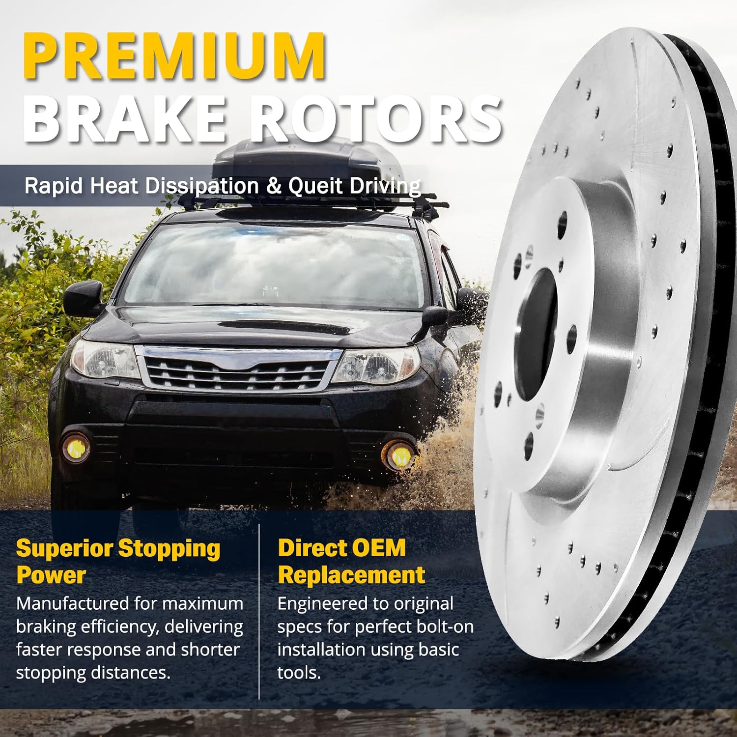 AUTOCLUB Rear Brake Kit, for 2000 2001 2002 2003 2004 2005 2006 Chevy Suburban 1500 Brake Pads and Rotors, for Avalanche Silverado Tahoe GMC Yukon XL 1500 Brakes, Drilled Slotted Replacement 12.99'