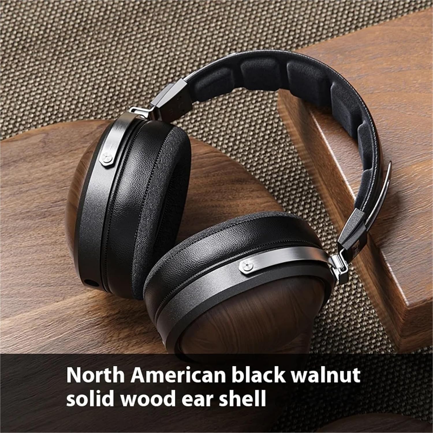 FT1 Closed-Back Over-Ear Nanowood Fiber Composite Diaphragm Wired Hi-Fi Headphones, Black Wood Ear Cups for Studio(Brown Wood)