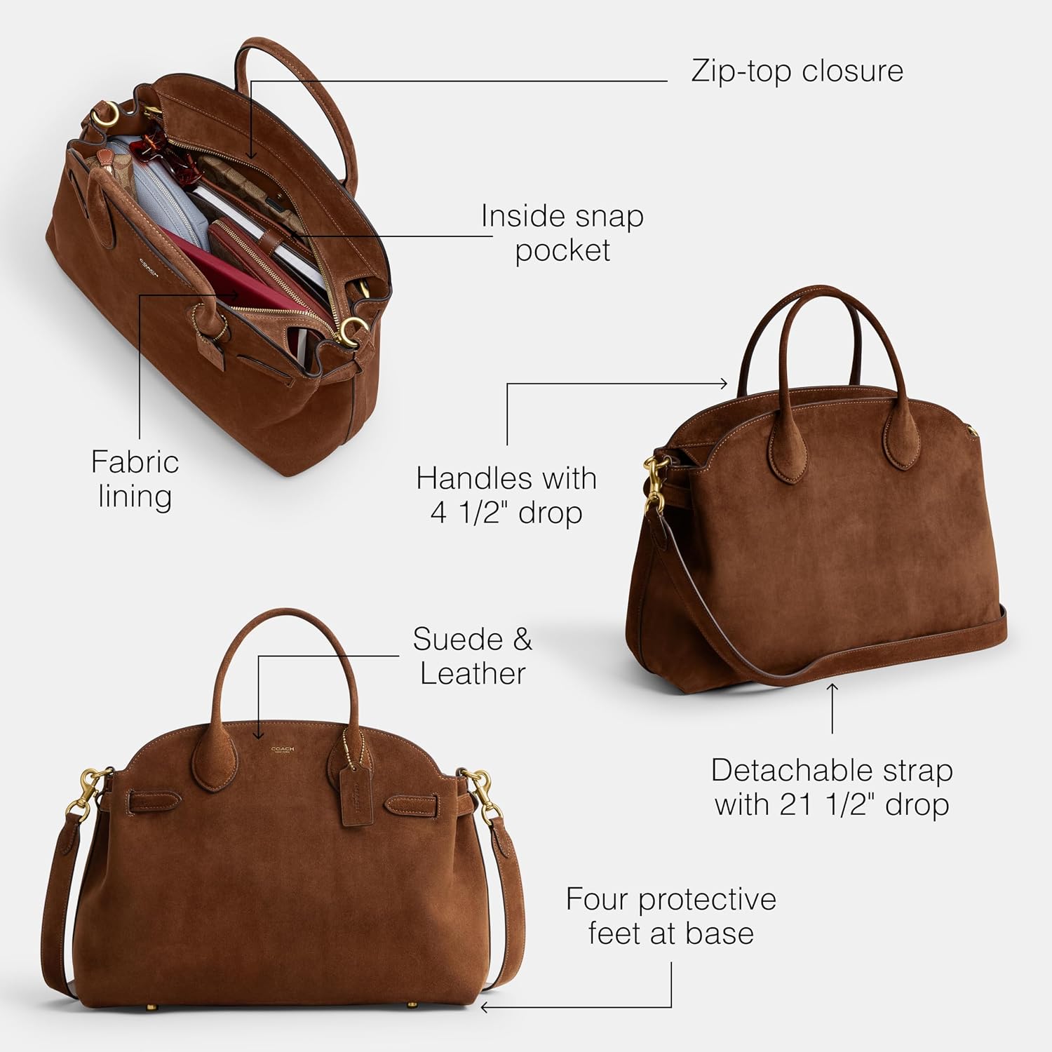 Coach Women's Suede Soft Empire Carryall 40 Tote