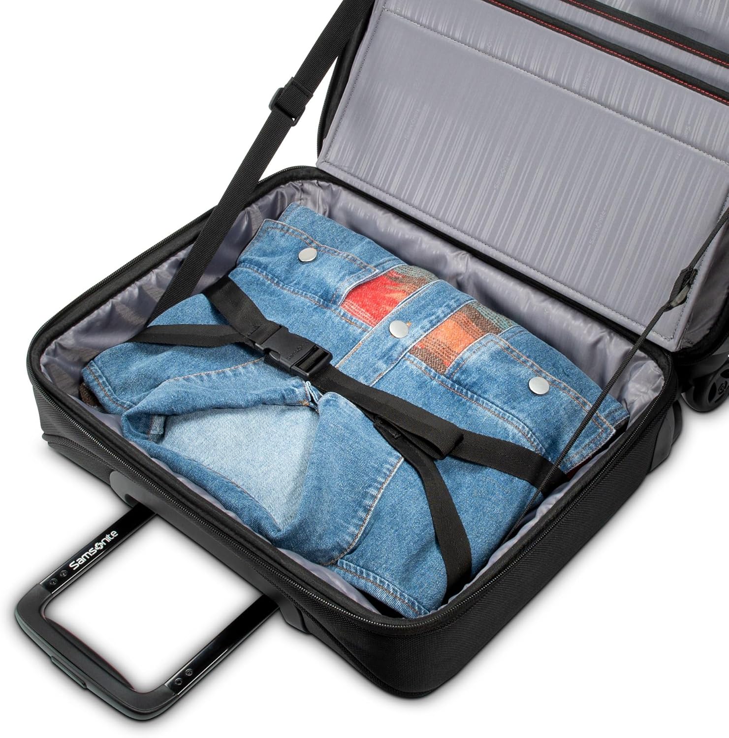 Samsonite® Xenon 4.0 Spinner Nylon Rolling Mobile Office With 15.6' Laptop Pocket And Tablet Pocket, 15-3/8'H x 15-3/4'W x 7-1/8'D, Black