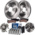 Detroit Axle - Rear Disc Brake Rotors & Ceramic Brake Pads Wheel Hubs +24pc Lug Nuts w/keys Replacement for Enclave Acadia Traverse Outlook - 32pc Set