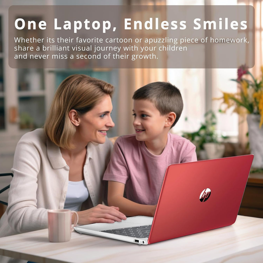 HP 15.6' HD Anti-Glare Laptop, Intel Pentium N200 Processor, 16GB RAM, 128GB SSD, Intel UHD Graphics, Numeric Keyboard, HD Webcam, WiFi, 1 Year Office 365, Windows 11, Scarlet Red (Renewed)