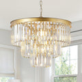 CATINER Modern Crystal Chandeliers,Gold 20' Round Chandeliers for Dining Room 3 Tiers 7 Lights Luxury K9 Crystal Ceiling Pendant Light Fixture for Foyer Bedroom Closet