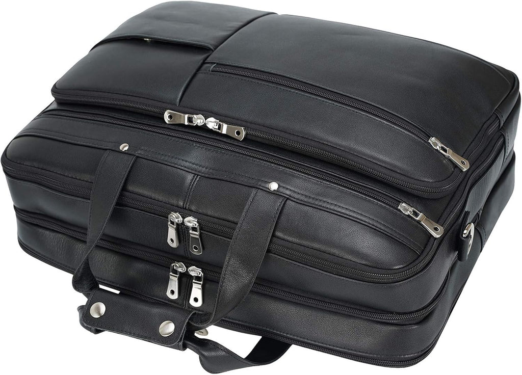 Polare X-Large 18' Full Grain Leather Briefcase For Men Business Travel Case Messenger Bag Fits 17.3' Laptop