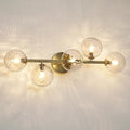 Gold Bathroom Vanity Light Fixtures: Modern Bath 5 Lights Brushed Golden Brass Wall Sconce - Vanity Light with Hammered Clear Globe Bubble Glass Shade - Midcentury Bathroom Lights Over Mirror G9 Base