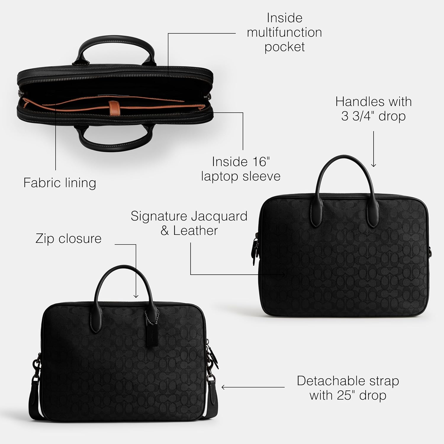 Coach Men's Theo Work Bag in Signature Jacquard