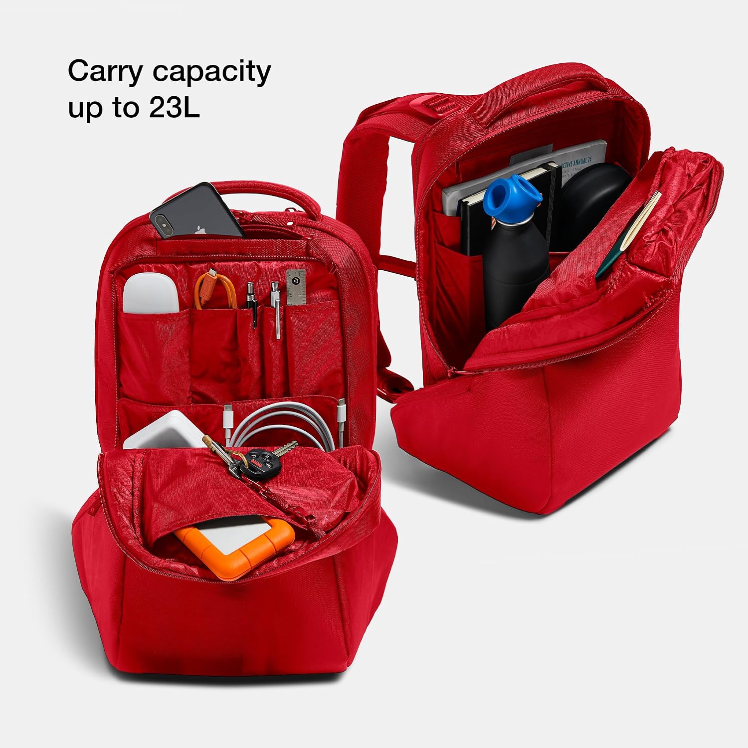 Incase ICON Backpack – Large Tech Backpack for Business, School, Travel – Laptop Bag with 8 Compartments, Fits 16 Inch Devices – Dedicated Laptop, Tablet, Phone and Accessory Pockets - Signal Red