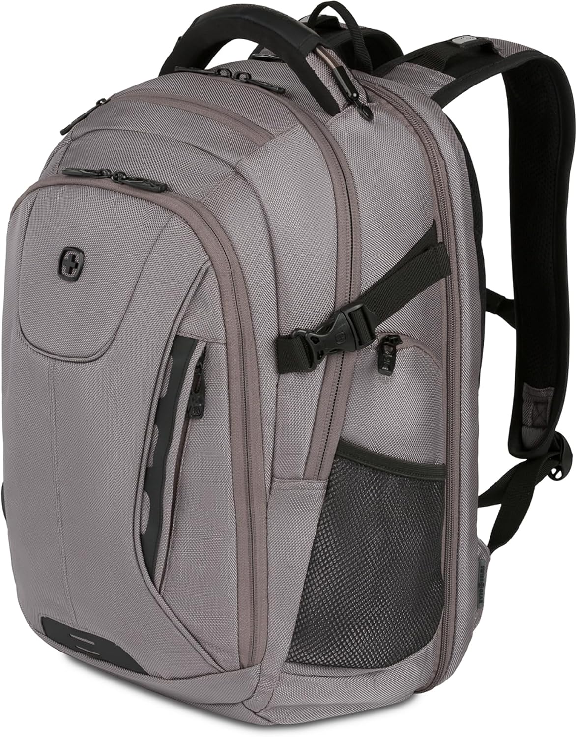 SwissGear Travel Tech Elite Laptop Backpack – Fits Laptops up to 16' – ScanSmart TSA-Friendly Backpack with USB Port, Shoe Compartment & Organizer Pockets – Grey Ballistic