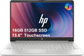 HP 15 Laptop (15.6' HD Touchscreen, Intel i3-1115G4 (Beat i5-1035G4), 16GB RAM, 512GB SSD) for Home & Student Laptop, 11-Hr Battery Life, Webcam, Numpad, Fast Charge, Win 11 Home in S Mode, Silver