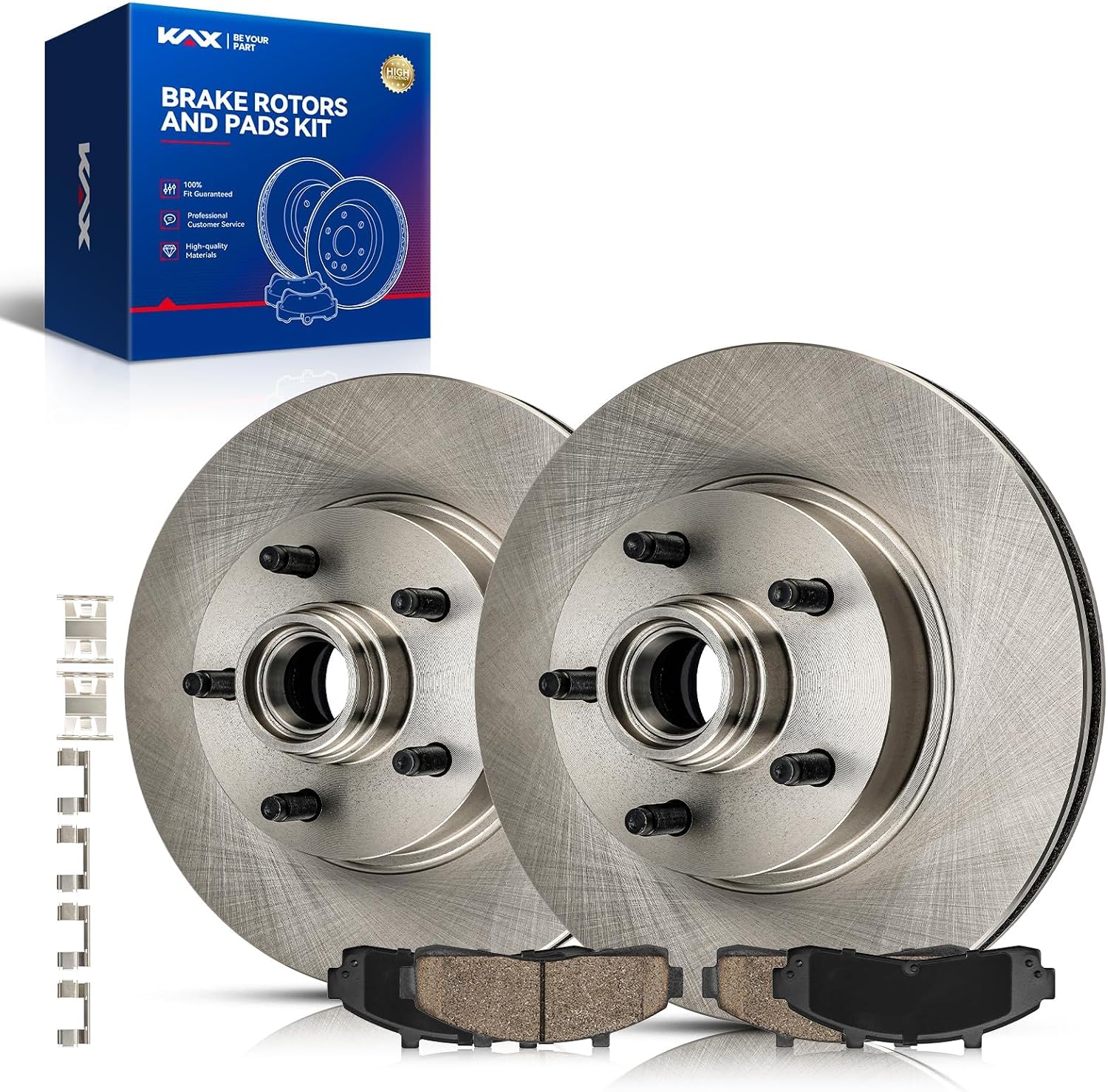 KAX Front Brake Kit for Ford Ranger 1998-2002, Explorer 1995-2001, Mazda B3000/B4000 2000-2002, B2500 2000-2001, B2300 2001-2002, Mercury Mountaineer 1997-2001, 11.28inch Brake Rotors Pads Kit