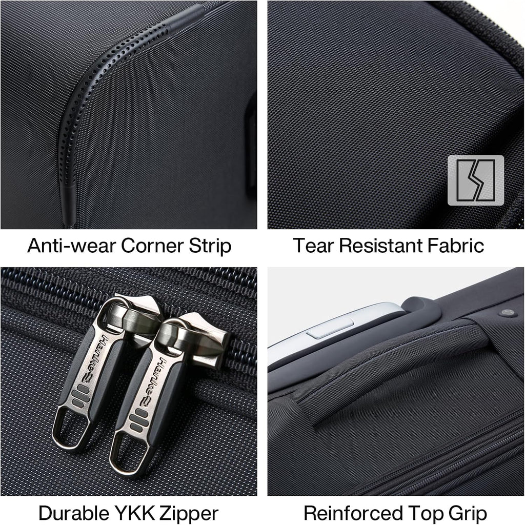 Hanke 24 Inch Luggage Expandable Softside Checked Suitcases with Spinner Wheels, Upright Rolling Luggage Suitcases Travel TSA Luggage Bag for Women Men(Black)