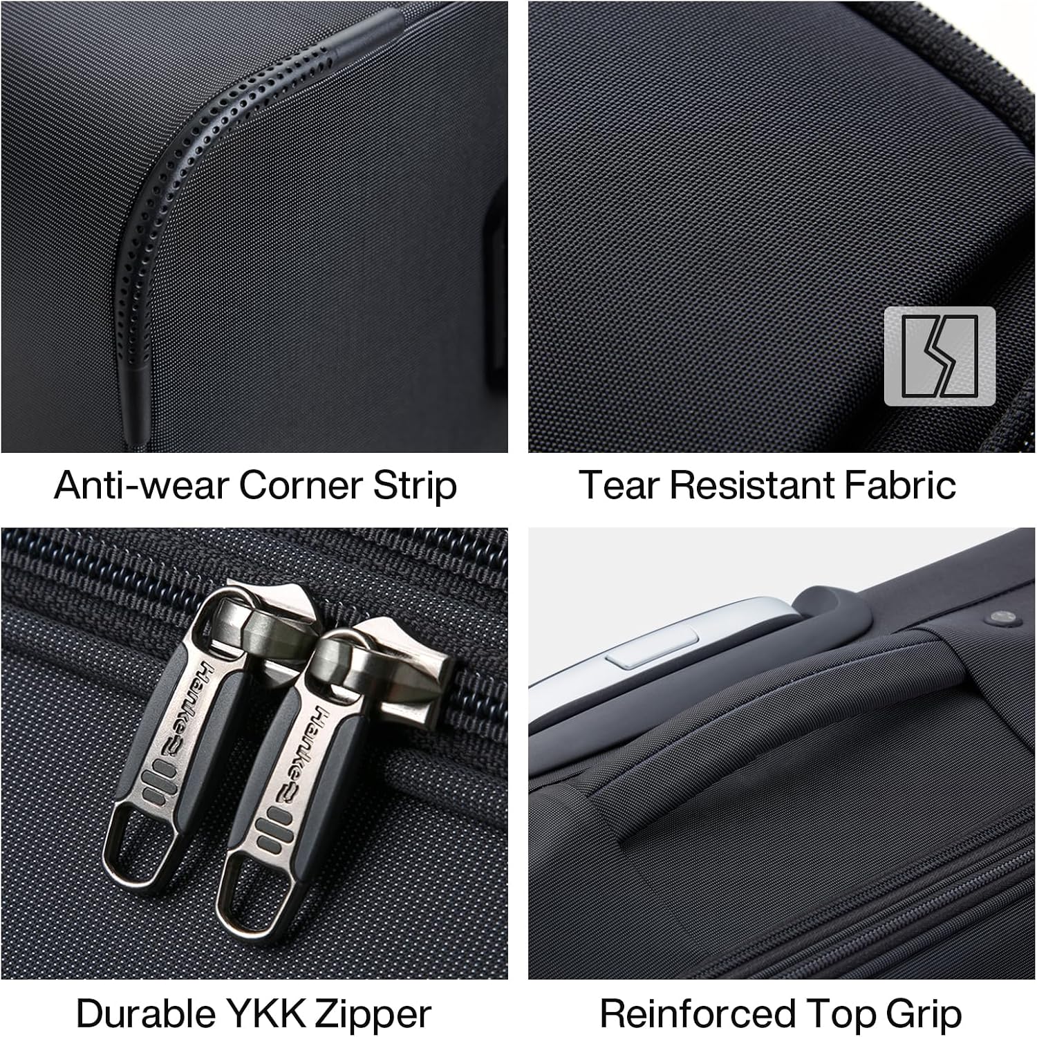 Hanke 24 Inch Luggage Expandable Softside Checked Suitcases with Spinner Wheels, Upright Rolling Luggage Suitcases Travel TSA Luggage Bag for Women Men(Black)