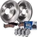 Detroit Axle - 4WD Front Brake Kit for Ford F-150 Lincoln Mark LT [6 Lug] Disc Brake Rotors Ceramic Brakes Pads 12pc Wheel Lug Nuts 2004 2005 2006 2007 2008 Replacement