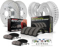 Power Stop K15087DK Front and Rear Z23 Carbon Fiber Brake Pads with Drilled & Slotted Brake Drums Kit For Honda Civic 2001-2005 [Model Specific]