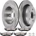 SCITOO Brake Kits For Chrysler For Aspen 2007-2009,For Dodge For Durango 2005-2009,For Ram 1500 2005-2010 Rear Drilled & Slotted Disc Brakes Rotors and Semi Metallic Brakes Pads 53006;D967