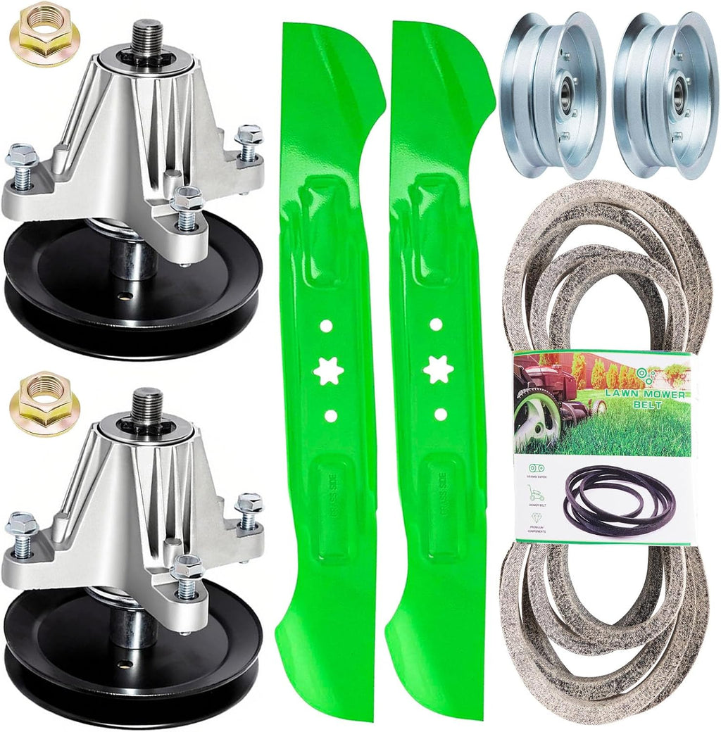 46' Deck Rebuild Kit Fit for Cub Cadet XT1-LT46 XT2-LX46 MTD Craftsman T225 T240 Troy Bilt Super Bronco 46 TB2246 Mower Include 2 Spindle 918-06977 2 Blade 742-04244 2 Idler 756-05034 1 Belt 954-05022
