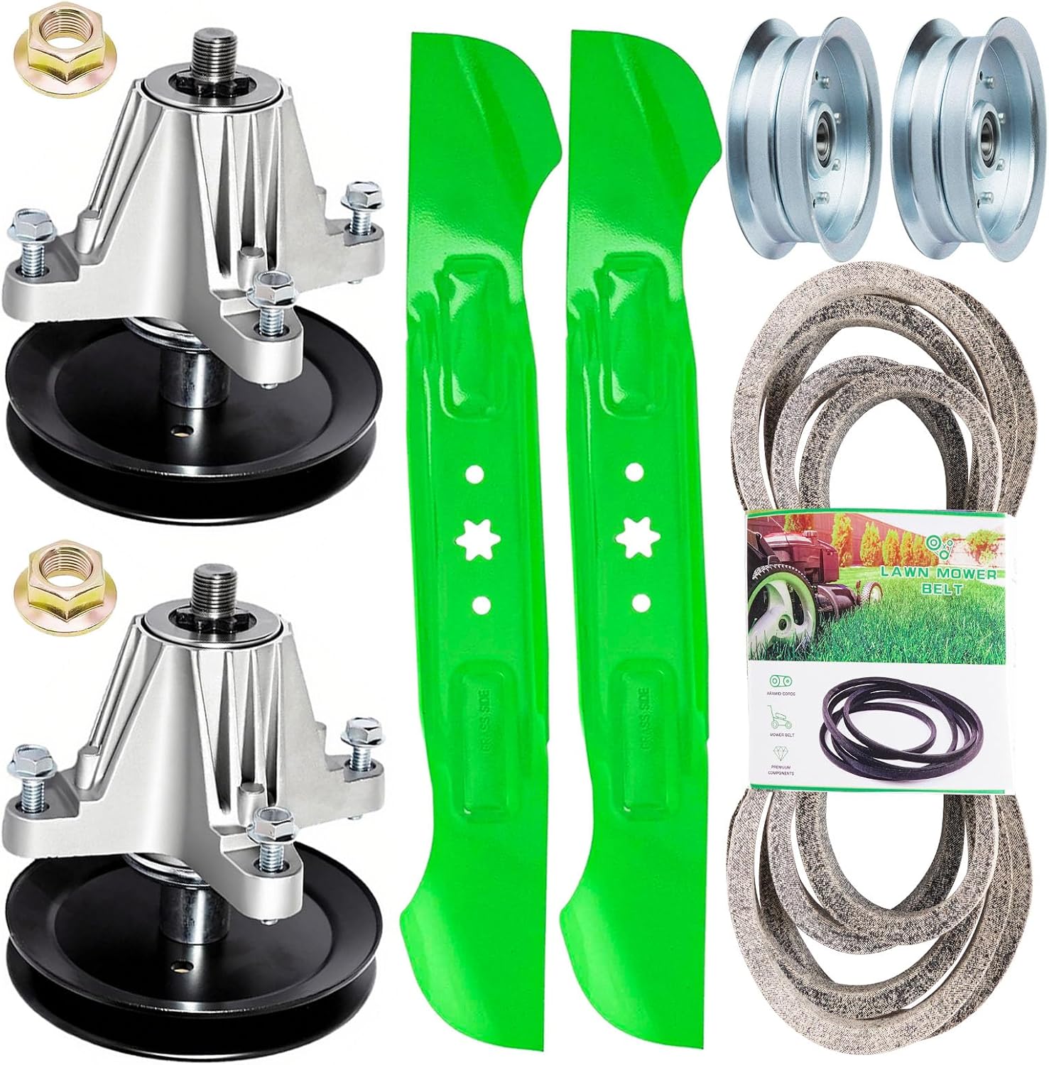 46' Deck Rebuild Kit Fit for Cub Cadet XT1-LT46 XT2-LX46 MTD Craftsman T225 T240 Troy Bilt Super Bronco 46 TB2246 Mower Include 2 Spindle 918-06977 2 Blade 742-04244 2 Idler 756-05034 1 Belt 954-05022