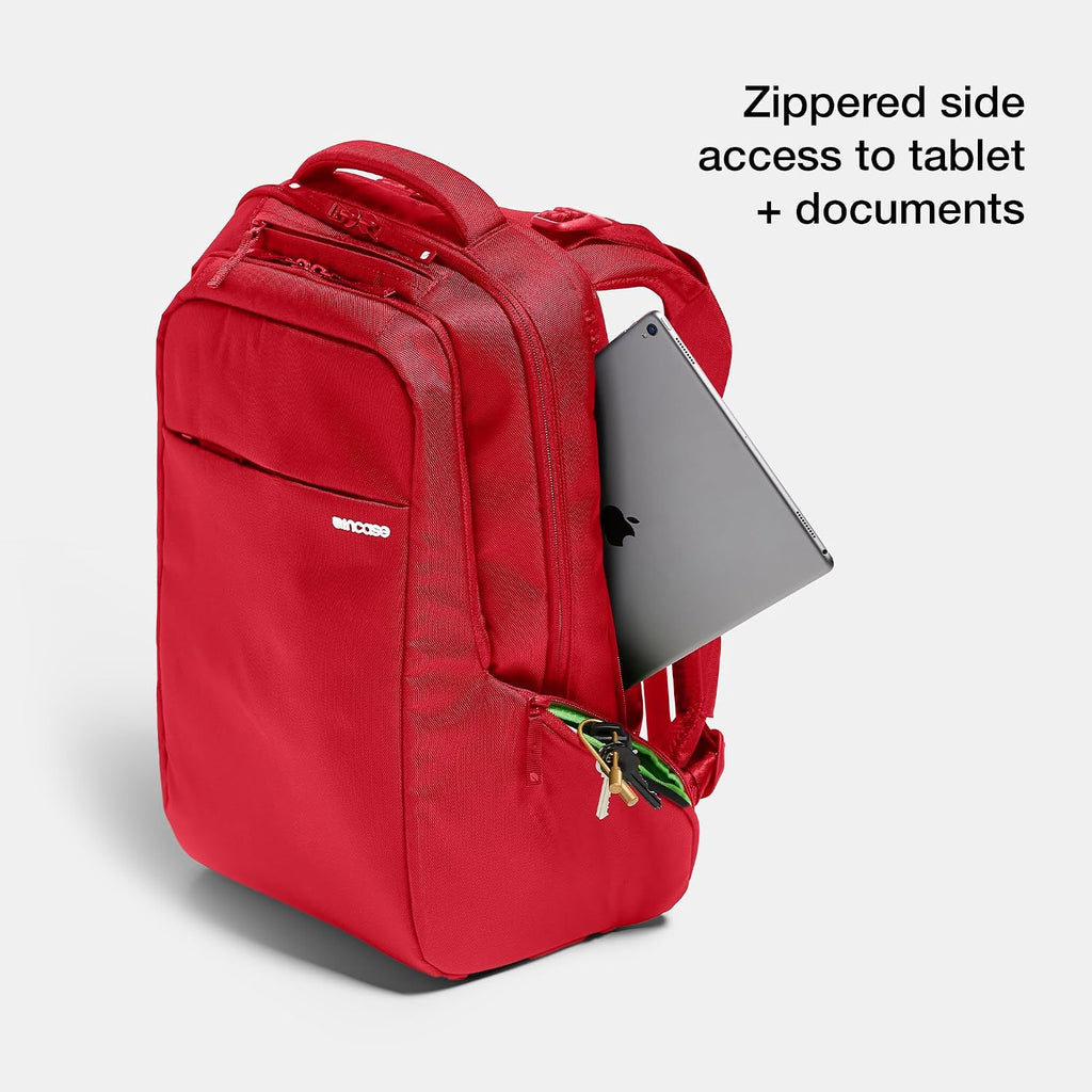 Incase ICON Backpack – Large Tech Backpack for Business, School, Travel – Laptop Bag with 8 Compartments, Fits 16 Inch Devices – Dedicated Laptop, Tablet, Phone and Accessory Pockets - Signal Red