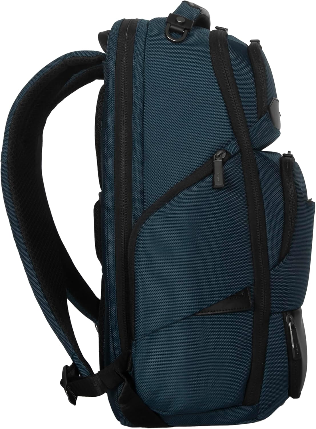 Targus HeritageLuxe Backpack 15-16' – Blue Laptop Bag with SafeSling Protection, RFID Pocket, USB-C Charging, Tracker Slot, Eco Fabric, Leather Accents - TBB65602GL