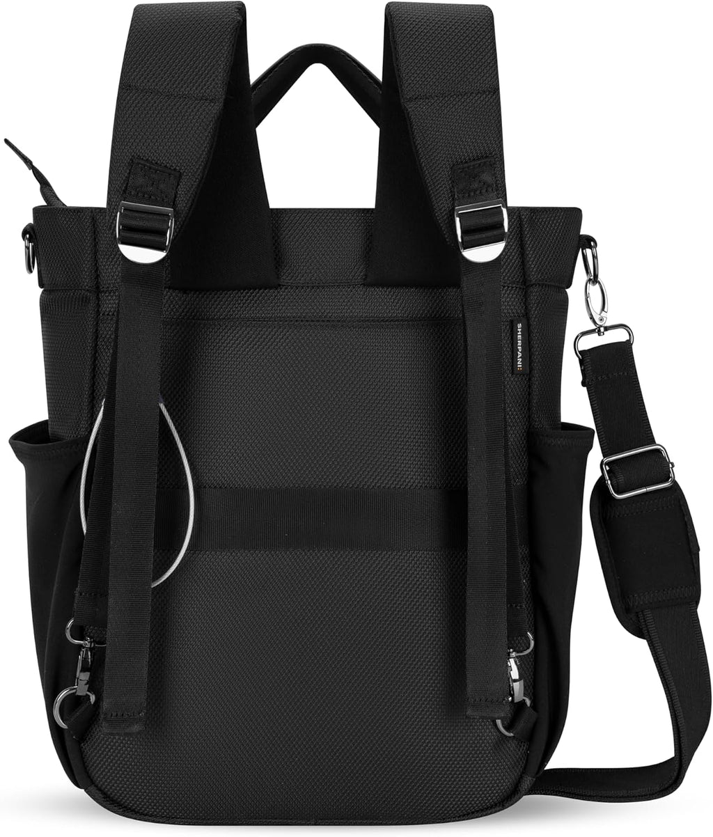Sherpani Soleil, Anti Theft Convertible Backpack, 3 in 1 Tote, Crossbody Purse, 18L Travel Bag, RFID Protection, Fits 13' Laptop (Straw)