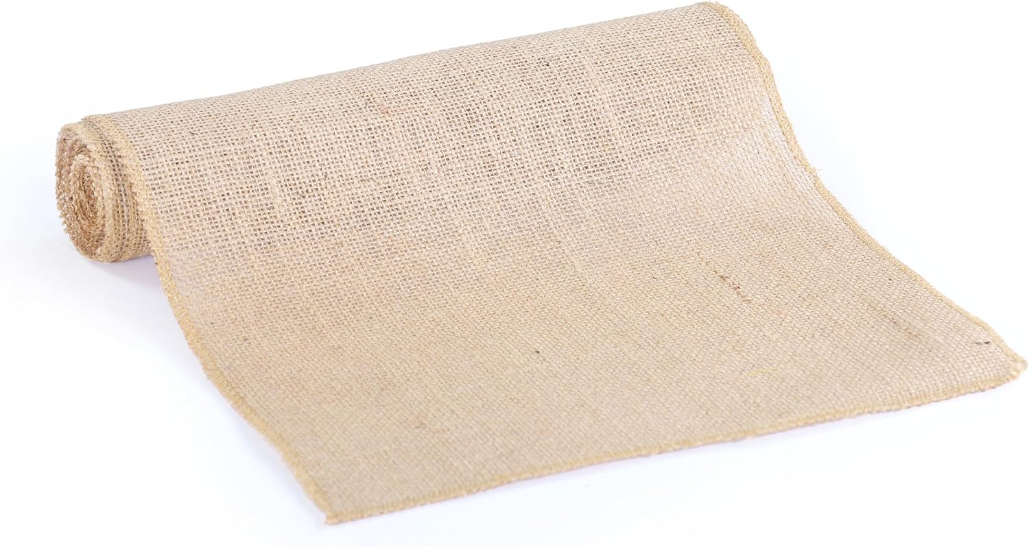 VDS Pack of 25, Burlap Table Runner 100% Natural Jute Rustic Hessian Table Cloth Centrepiece for Wedding Bridal Shower Birthday Event Party Banquet Table Decoration (Size 12X108 Inch)(Natural Beige)