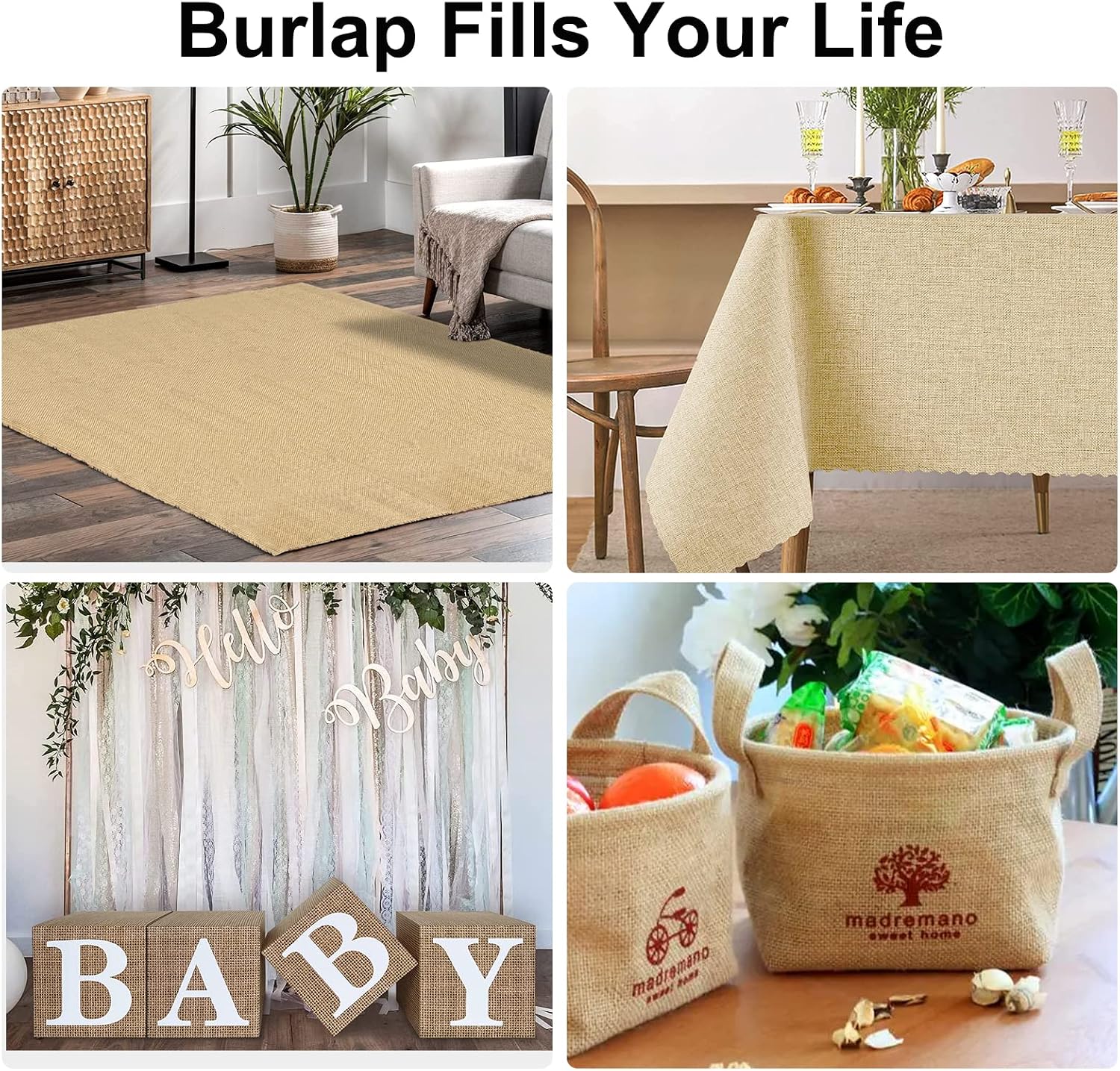 Agfabric 64 inch x100 Feet Garden Burlap Fabric Roll, Burlap Tree Wrap,Multipurpose High Density Natural Jute Material for Gardening,Aisle Runner,Crafts,Weed Barrier
