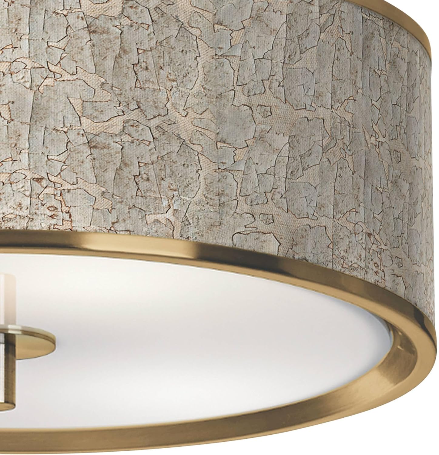 Giclee Glow 14' Rustic Semi Flush-Mount Ceiling Light Fixture Kitchen Foyer Hallway Drum Round Al Fresco Shade LED Silver Gold Finish Bedroom Bathroom Entryway Living Room Indoor Office Small