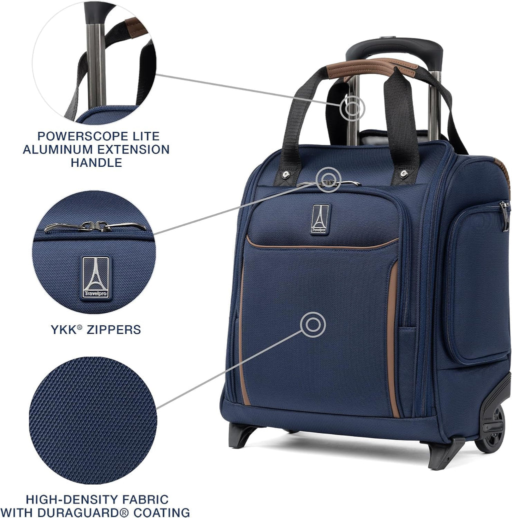 Travelpro Crew Classic Lightweight Softside Luggage, Rolling Underseat Carry on Bag, 14' Laptop or Tablet Sleeve, Men and Women, 17-Inch, Patriot Blue