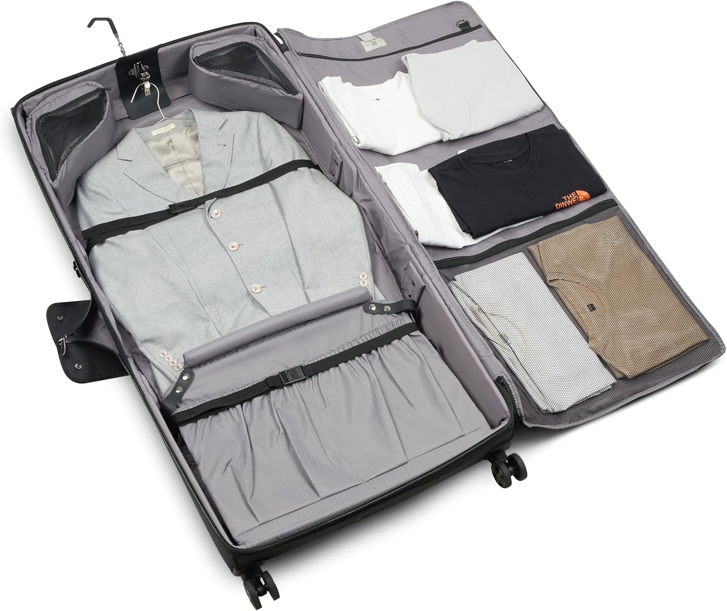 DELSEY PARIS Helium DLX - Rolling Garment Bag with Spinner Wheel - Lightweight Travel Garment Bag - SECURITECH Zip - Suit and Dresses Rolling Travel Bag - Checked Size, Black