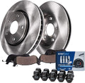 Detroit Axle - 300mm Front Disc Rotors & Ceramic Brake Pads w/10pc Wheel Lug Nuts Replacement for Lincoln MKZ Ford Fusion - 14pc Set