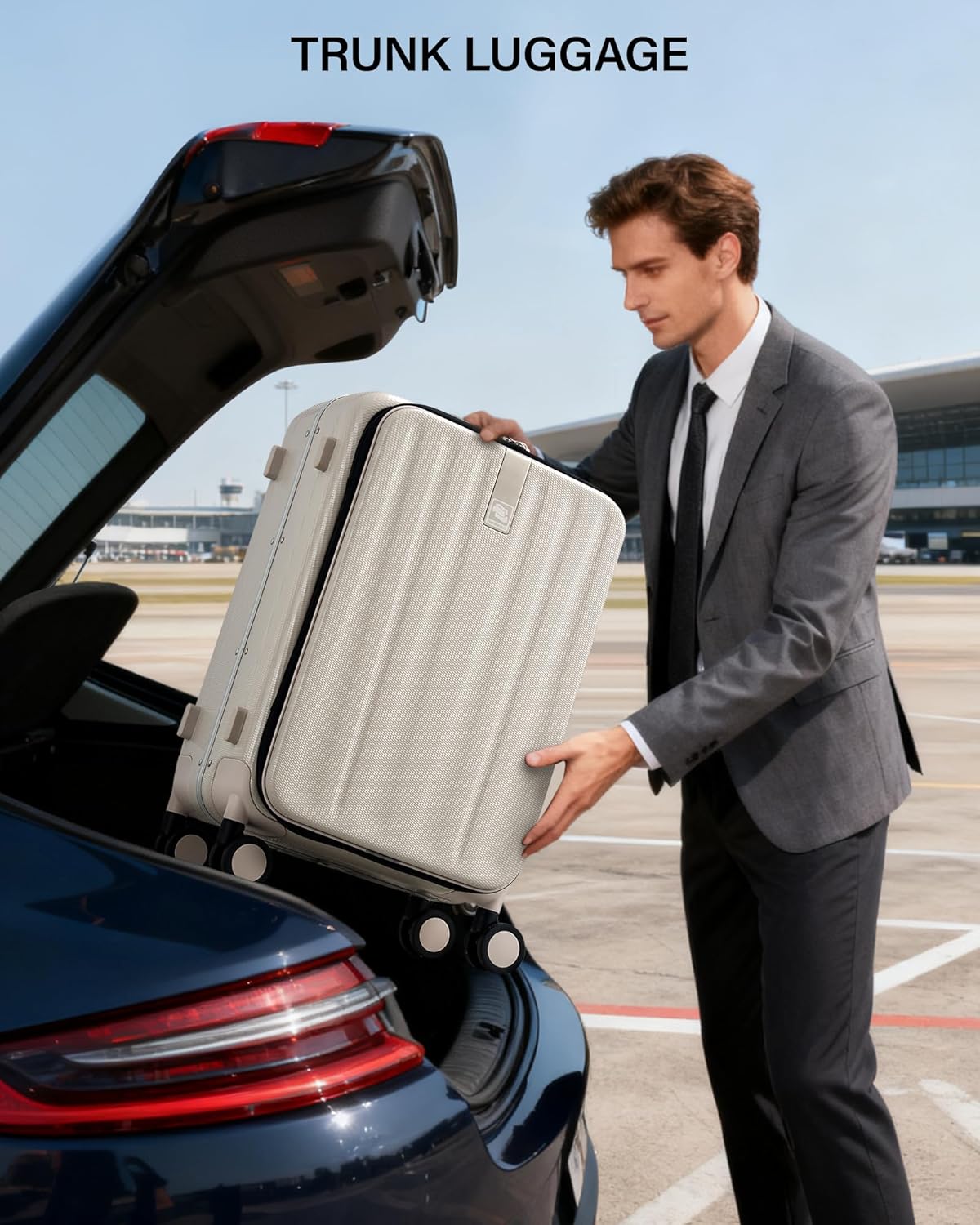 Hanke 16 Inch Underseat Carry On Luggage with Wheels,Small Hard Shell Suitcases for Weekender,Top Opening Lightweight Travel Luggage Suitcase for Womem Men,Ivory White.